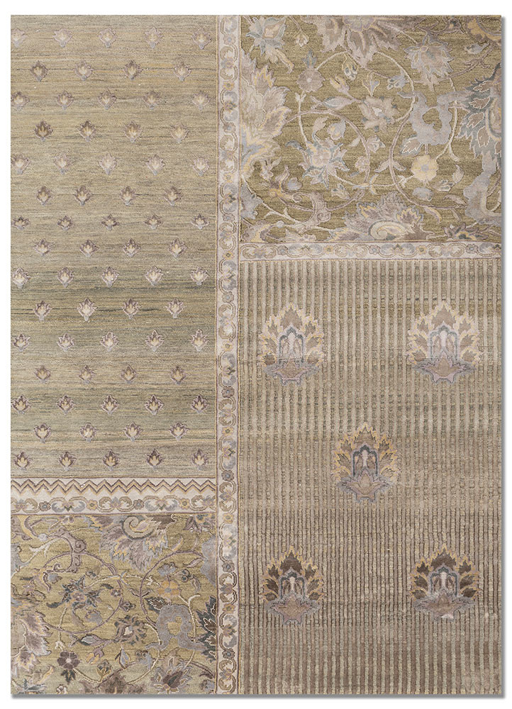 aprezo green wool and silk hand knotted Rug - HeadShot aprezo green wool and silk hand knotted Rug - HeadShot