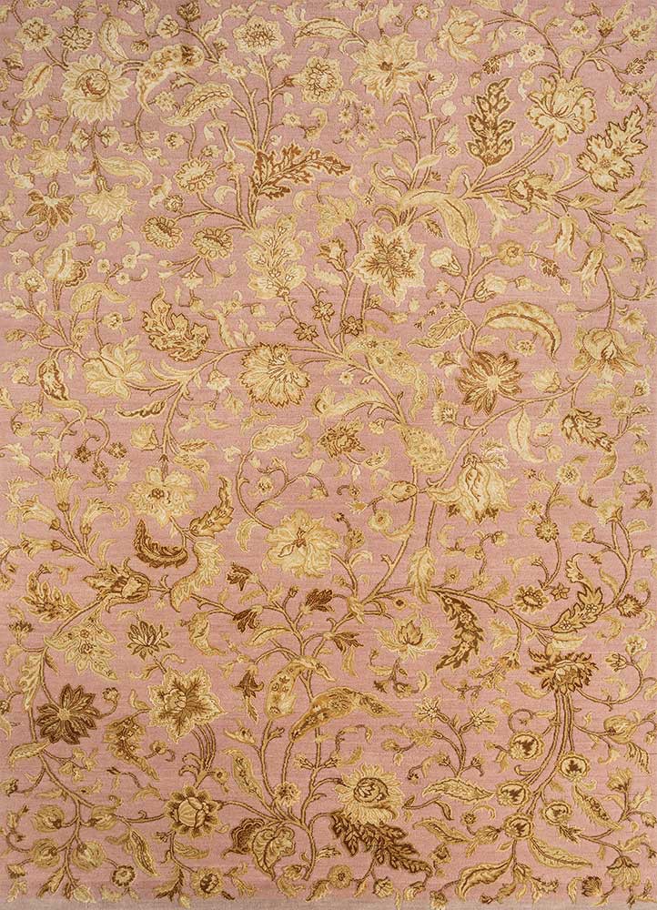 pink and purple pink and purple wool and silk hand knotted Rug