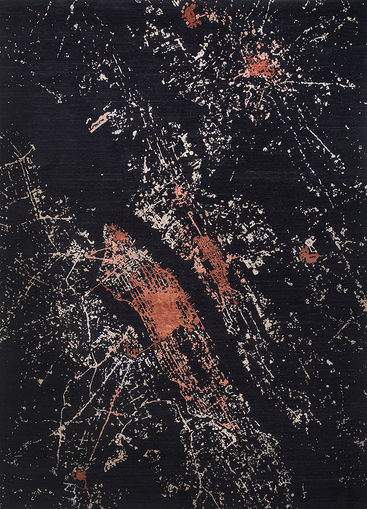 uvenuti blue wool and silk hand knotted Rug - HeadShot uvenuti blue wool and silk hand knotted Rug - HeadShot