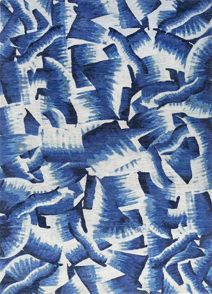 reverie japonaise blue wool hand knotted Rug - HeadShot reverie japonaise blue wool hand knotted Rug - HeadShot