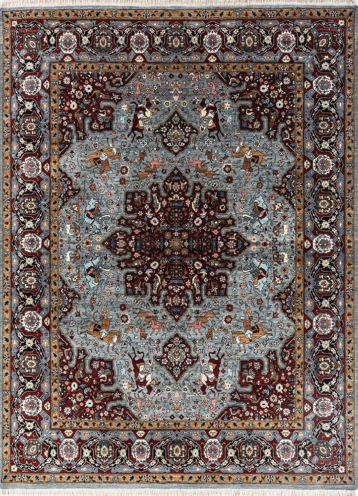 gulnar blue wool hand knotted Rug - HeadShot gulnar blue wool hand knotted Rug - HeadShot