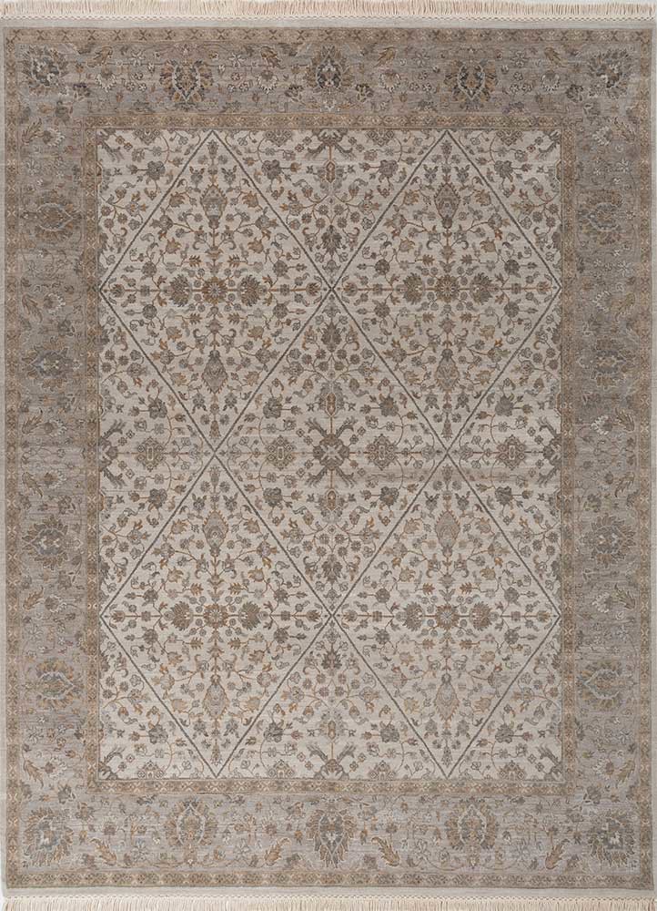 gulnar grey and black wool hand knotted Rug - HeadShot