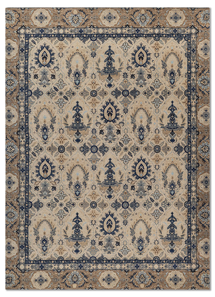 cyanna ivory wool hand knotted Rug - HeadShot