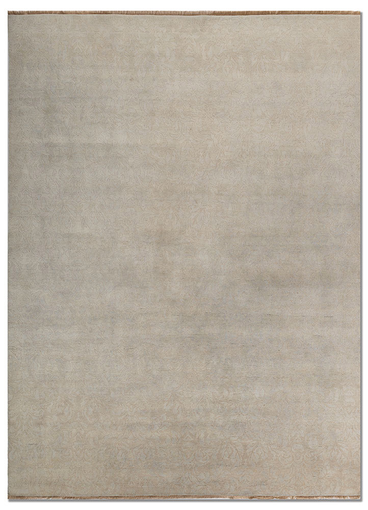 pansy green wool hand knotted Rug - HeadShot