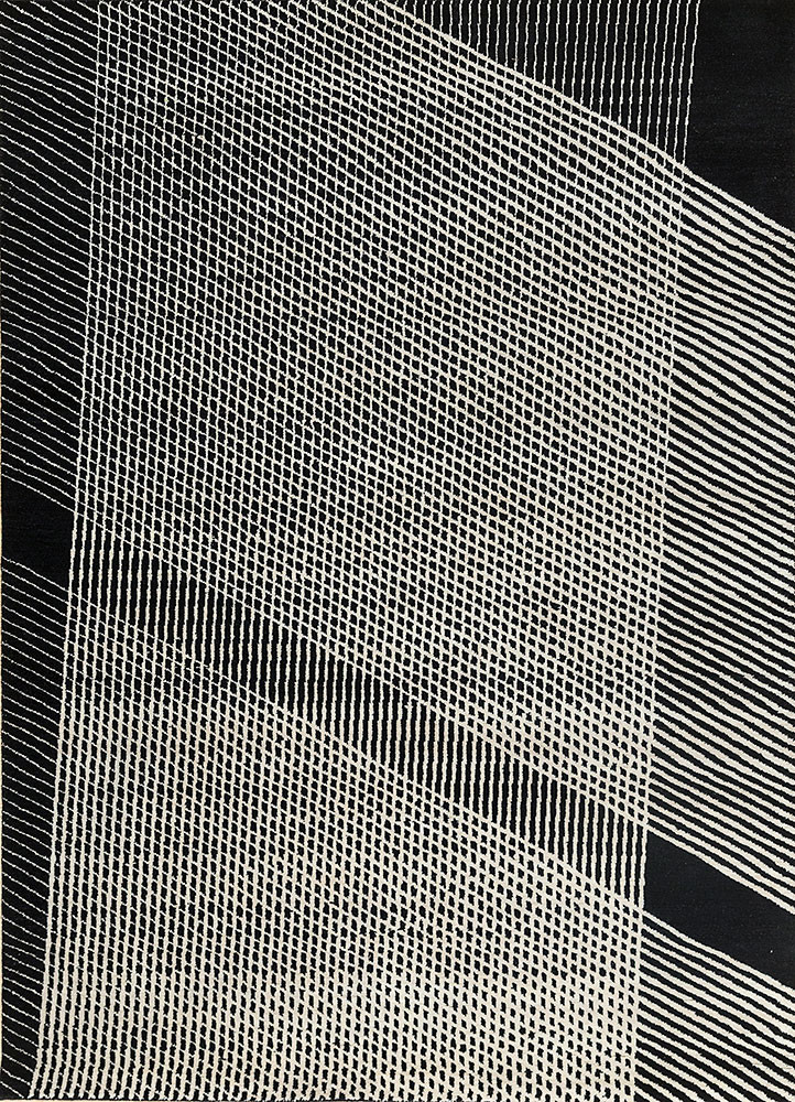 grey and black grey and black wool hand knotted Rug