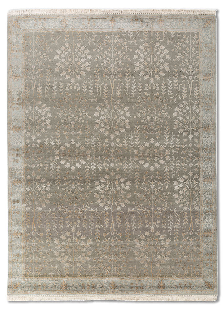 gulmarg blue wool and silk hand knotted Rug - HeadShot gulmarg blue wool and silk hand knotted Rug - HeadShot
