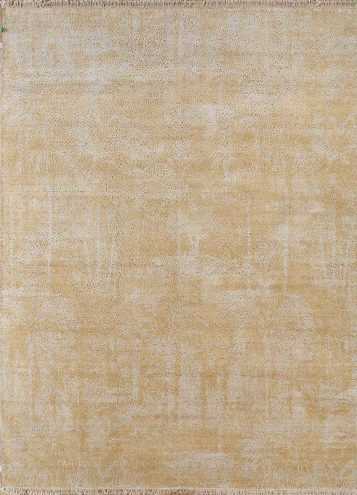 pansy beige and brown wool and bamboo silk hand knotted Rug - HeadShot