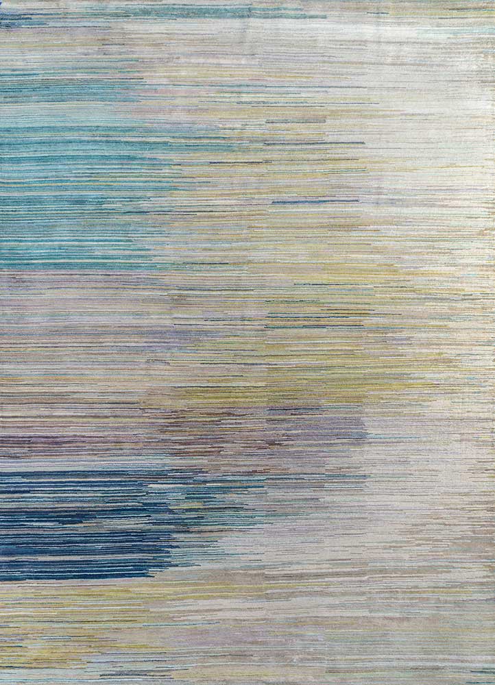  ivory wool and bamboo silk hand knotted Rug