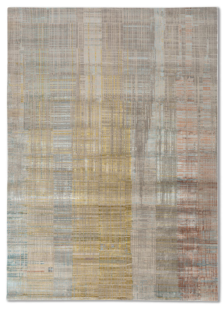 grey and black grey and black wool and bamboo silk hand knotted Rug