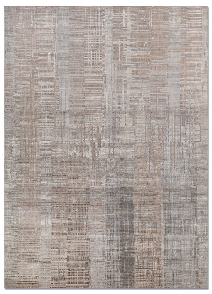 uvenuti grey and black wool and bamboo silk hand knotted Rug - HeadShot