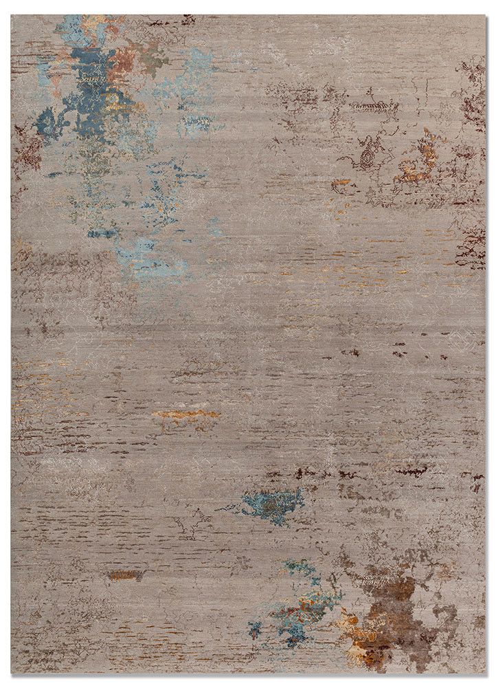 grey and black grey and black wool and bamboo silk hand knotted Rug