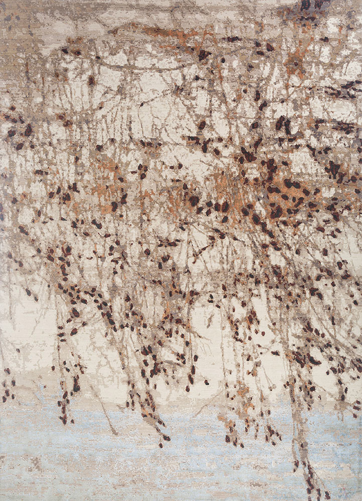 entropy beige and brown wool and bamboo silk hand knotted Rug - HeadShot entropy beige and brown wool and bamboo silk hand knotted Rug - HeadShot