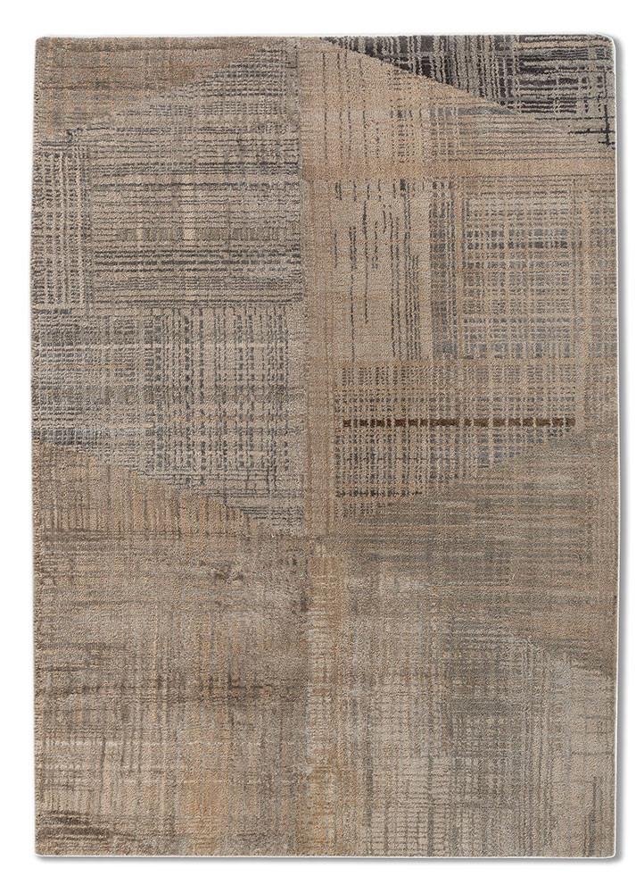 unstring by kavi ivory wool and bamboo silk hand knotted Rug - HeadShot