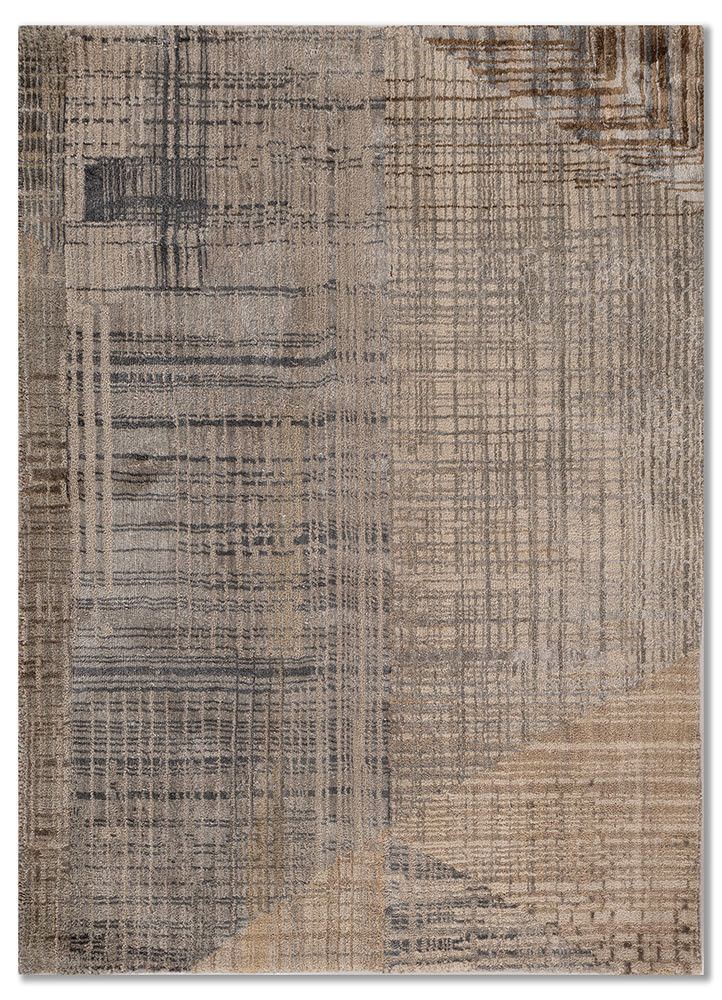  ivory wool and bamboo silk hand knotted Rug