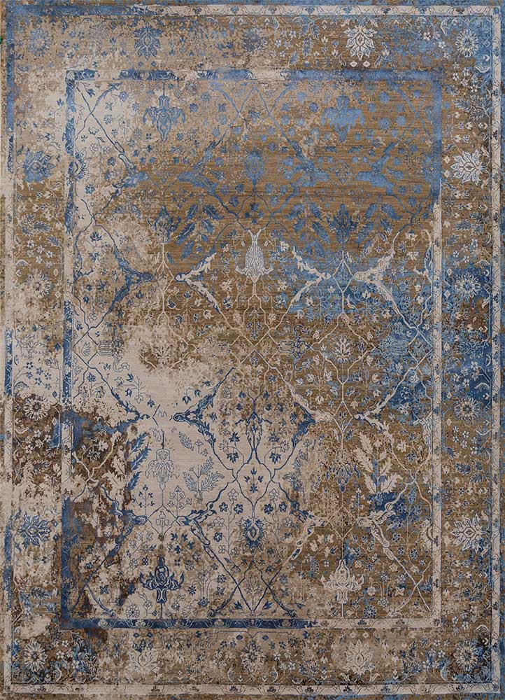 far east ivory wool and bamboo silk hand knotted Rug - HeadShot far east ivory wool and bamboo silk hand knotted Rug - HeadShot