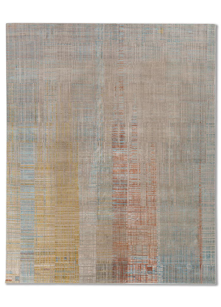 unstring by kavi grey and black wool and bamboo silk hand knotted Rug - HeadShot unstring by kavi grey and black wool and bamboo silk hand knotted Rug - HeadShot