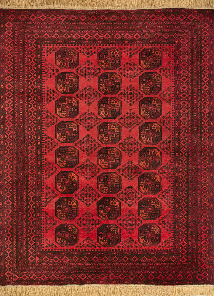 kiaan red and orange wool hand knotted Rug - HeadShot