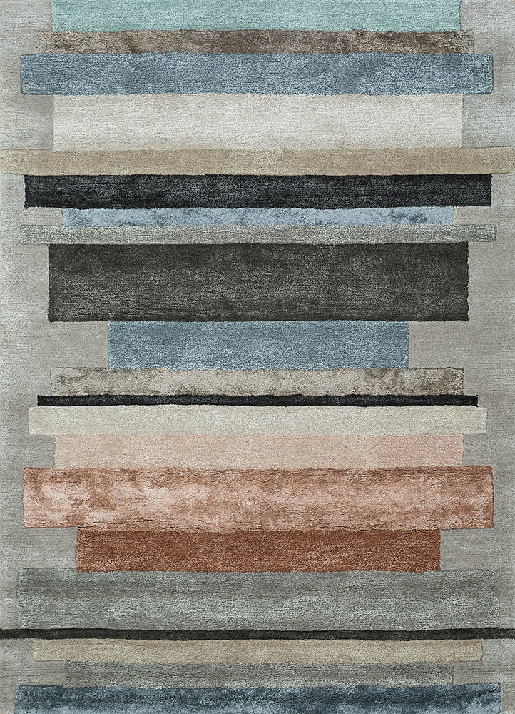 acar grey and black wool and viscose hand tufted Rug - HeadShot