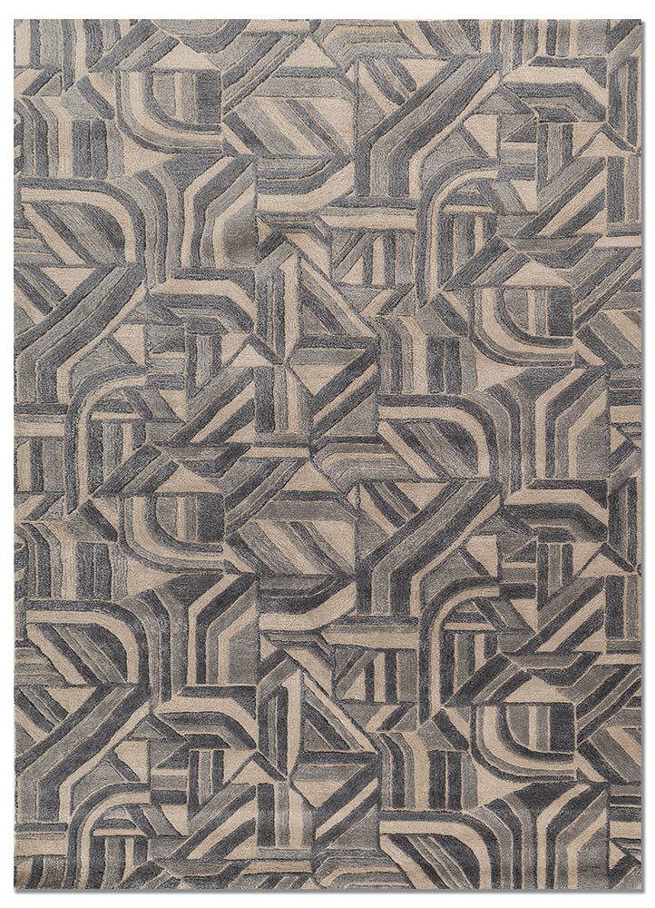 pathways beige and brown wool and viscose hand tufted Rug - HeadShot