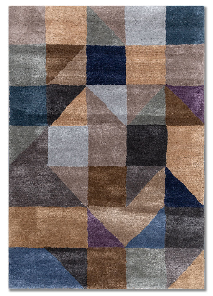 acar grey and black wool and viscose hand tufted Rug - HeadShot