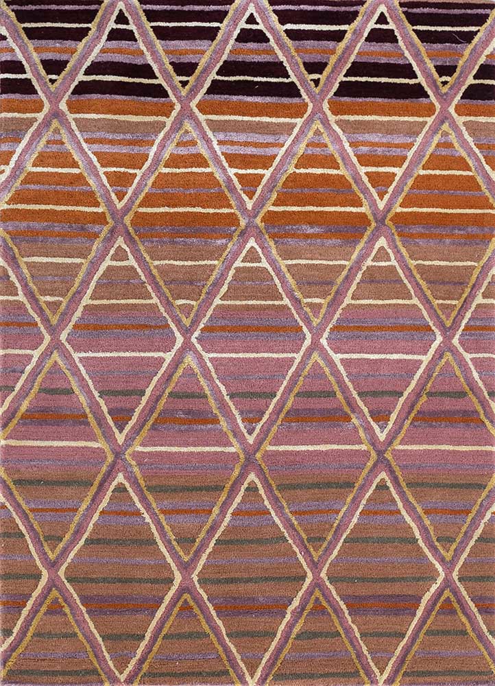 acar red and orange wool and viscose hand tufted Rug - HeadShot
