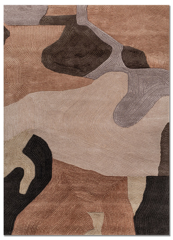 joy red and orange wool and viscose hand tufted Rug - HeadShot