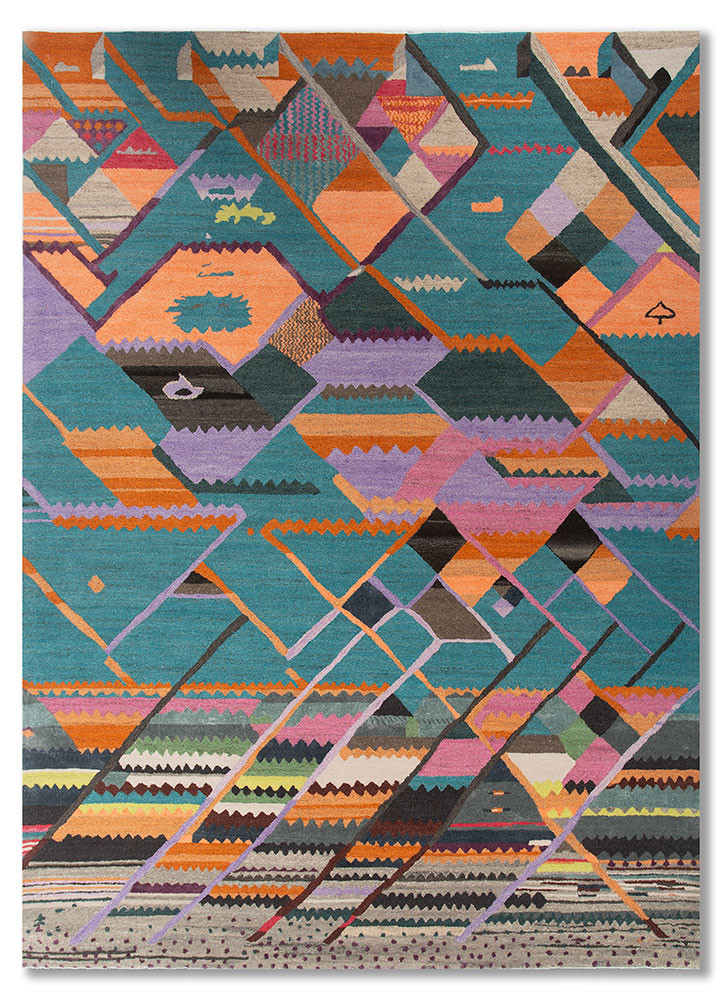 weaver art reserve blue wool hand tufted Rug - HeadShot