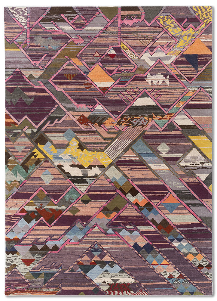 weaver art reserve pink and purple wool hand tufted Rug - HeadShot