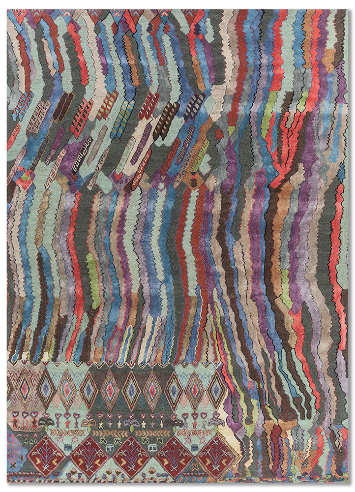 weaver art reserve red and orange wool hand tufted Rug - HeadShot