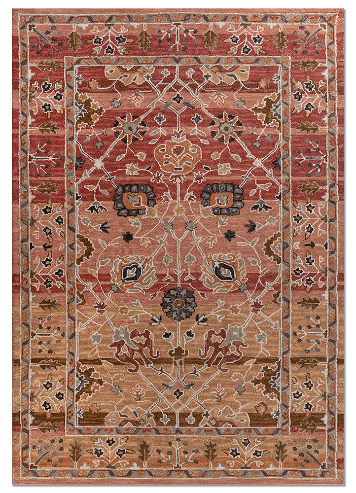 red and orange red and orange wool hand tufted Rug