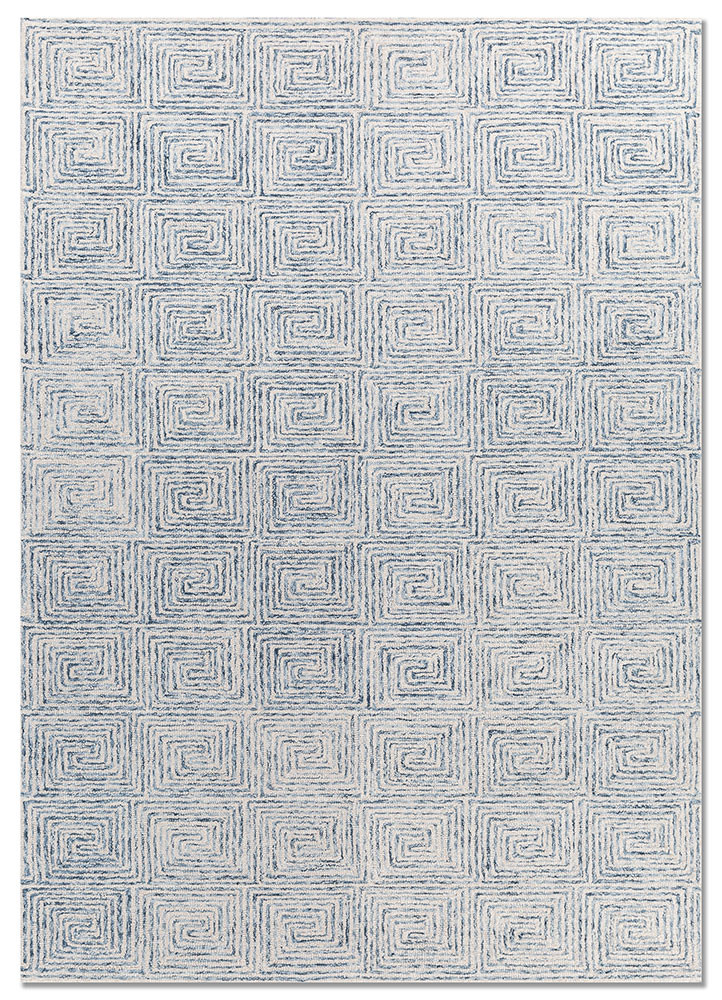 blue blue wool hand tufted Rug