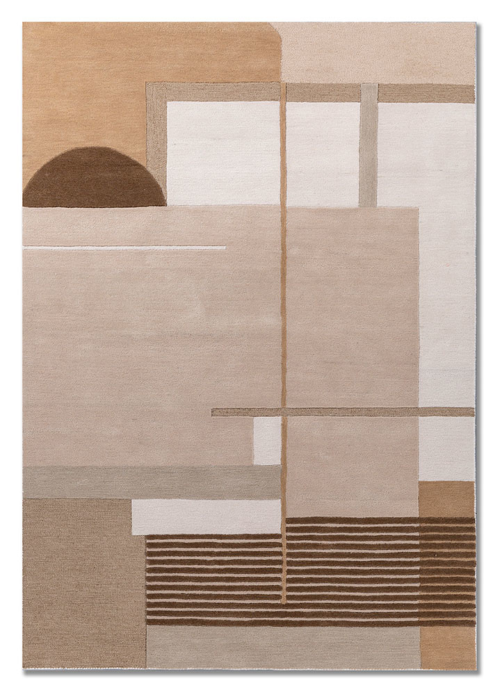 come around ivory wool hand tufted Rug - HeadShot