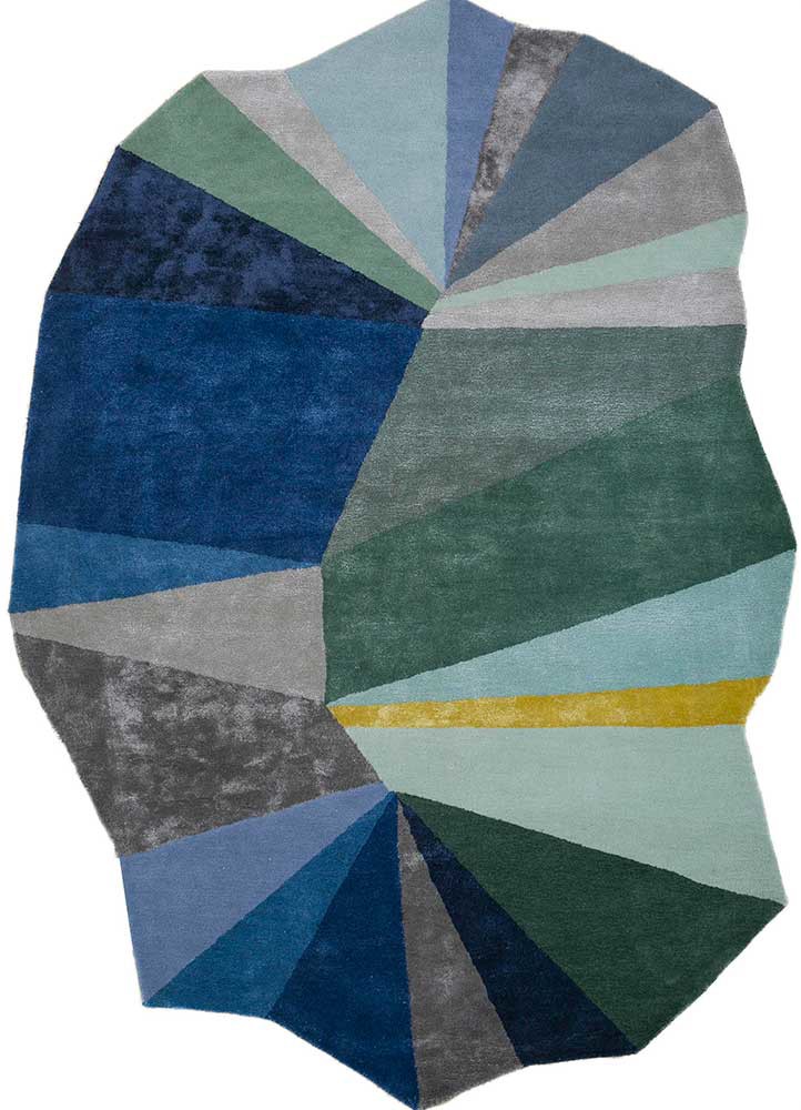 blue blue wool and viscose hand tufted Rug