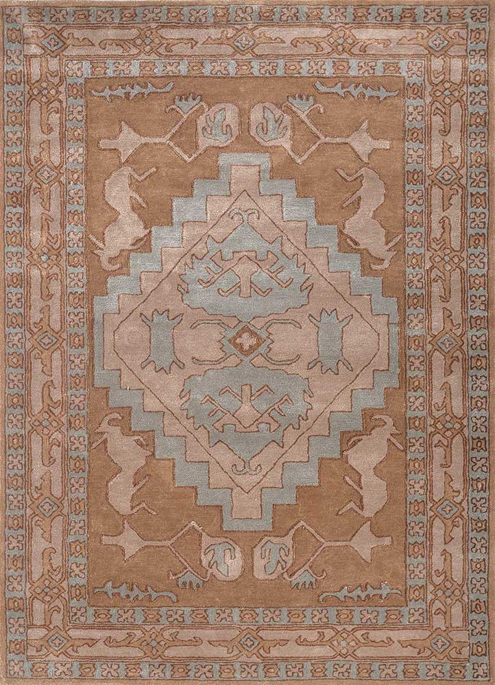 mythos beige and brown wool and viscose hand tufted Rug - HeadShot