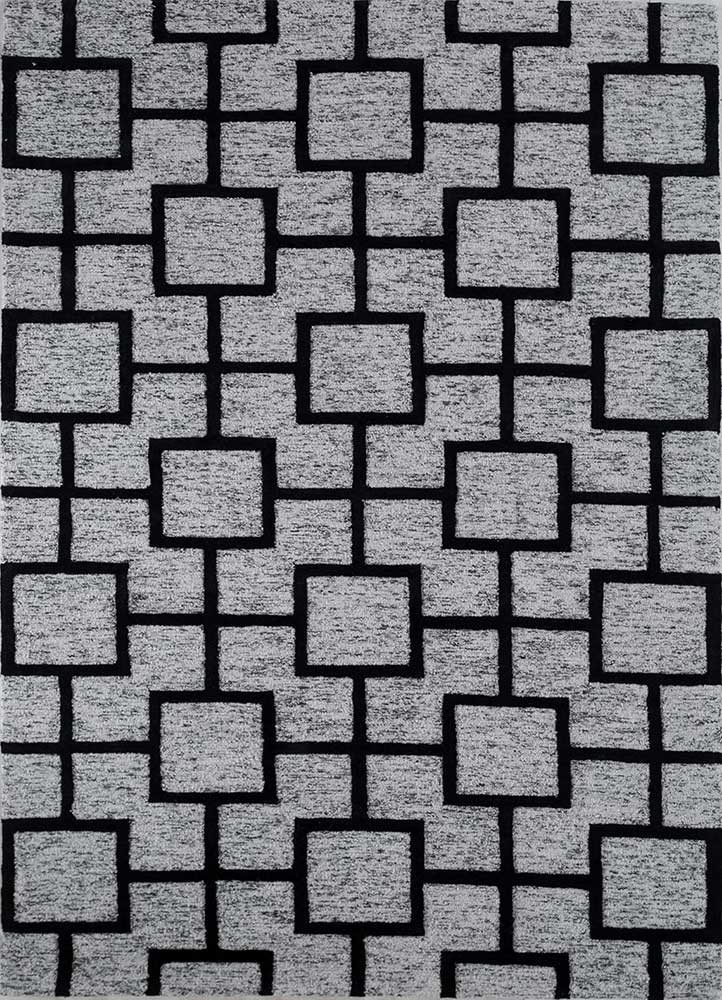 contour grey and black wool and viscose hand tufted Rug - HeadShot