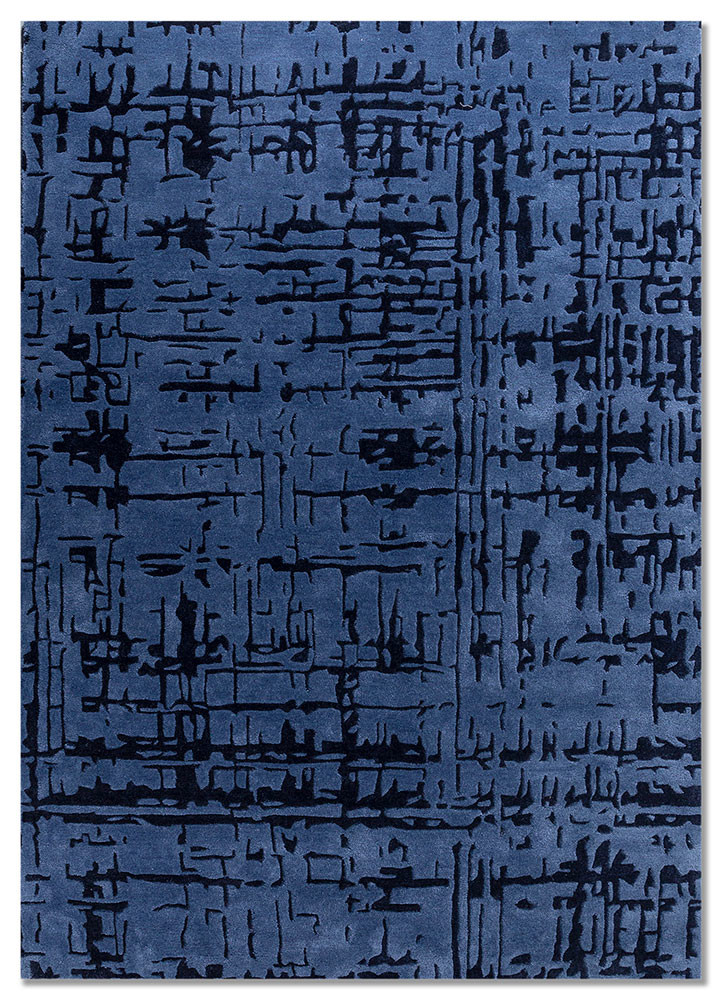 blue blue wool and viscose hand tufted Rug