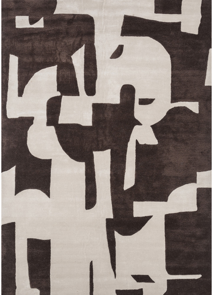  ivory wool and viscose hand tufted Rug