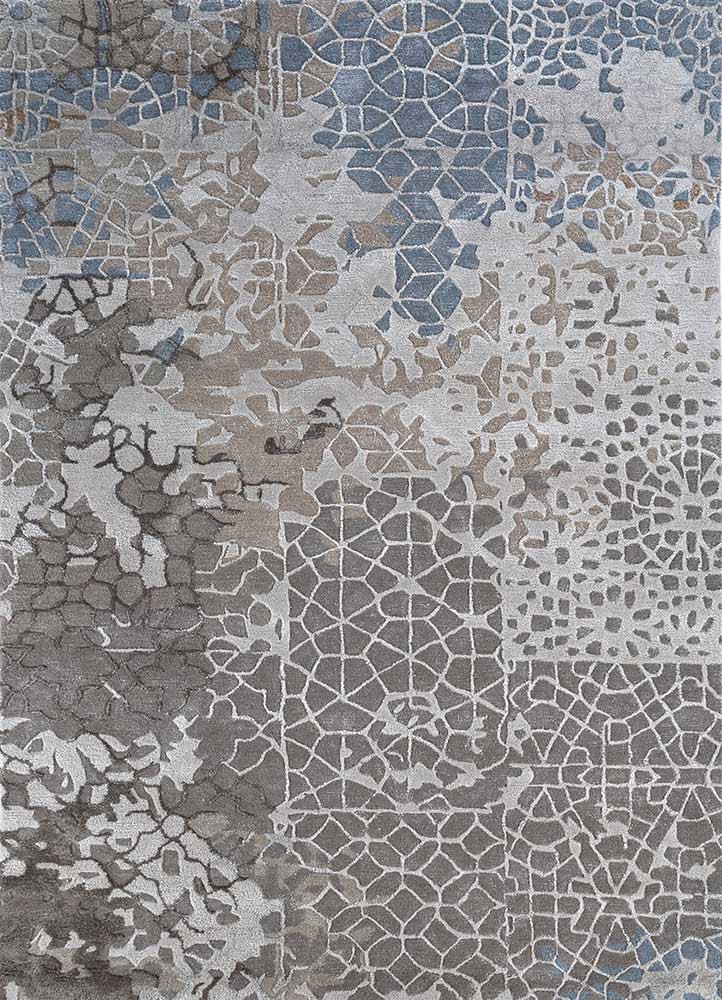  grey and black wool and viscose hand tufted Rug