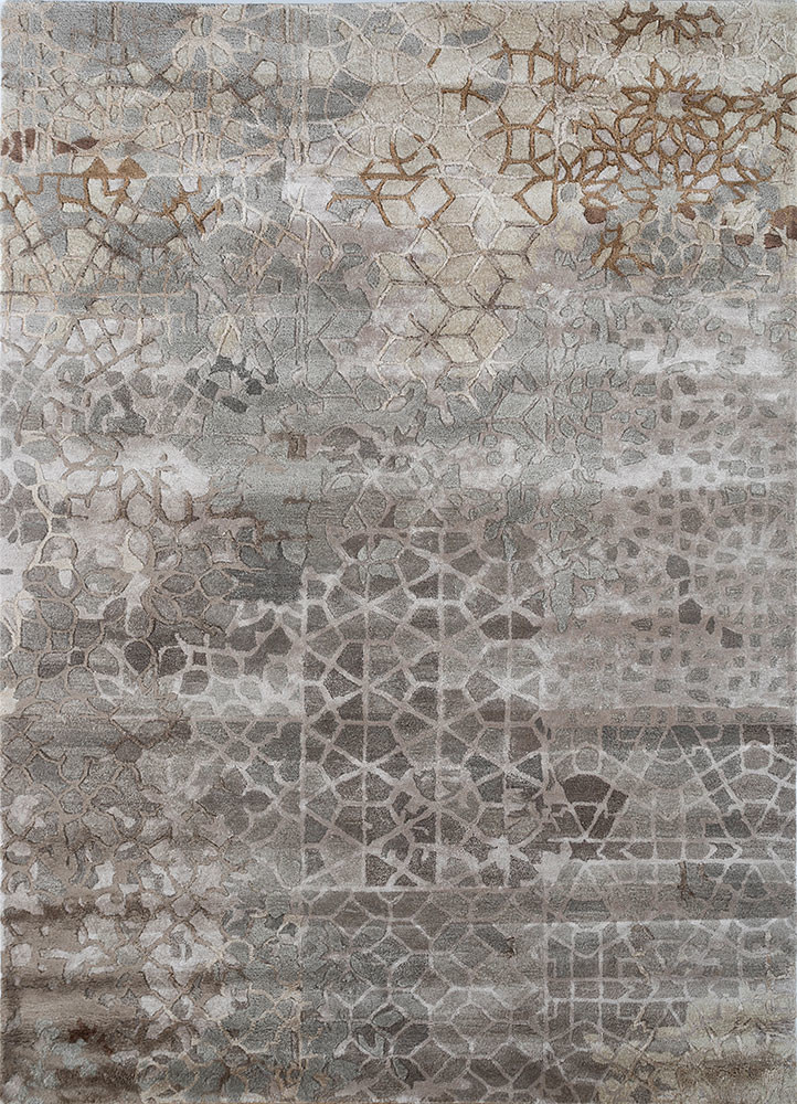 beige and brown beige and brown wool and viscose hand tufted Rug