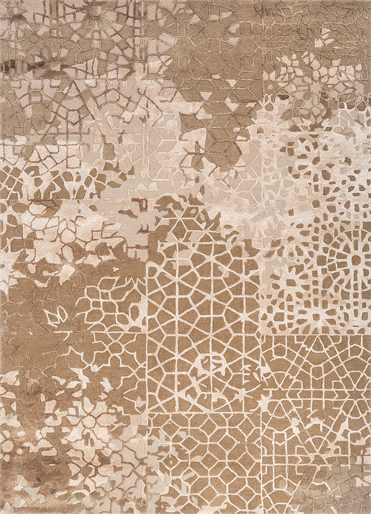 beige and brown beige and brown wool and viscose hand tufted Rug