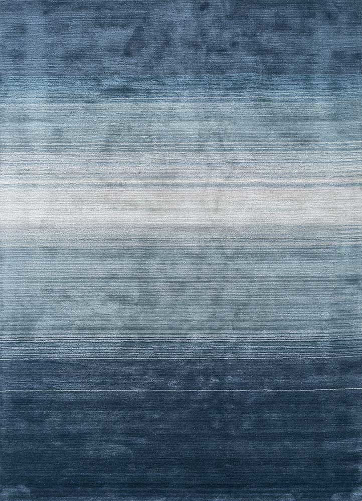  blue wool and viscose hand tufted Rug