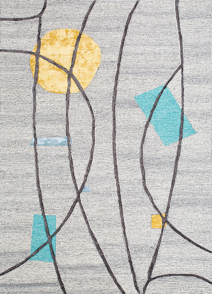 acar grey and black wool and viscose hand tufted Rug - HeadShot acar grey and black wool and viscose hand tufted Rug - HeadShot