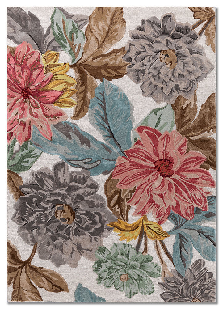  ivory wool and viscose hand tufted Rug