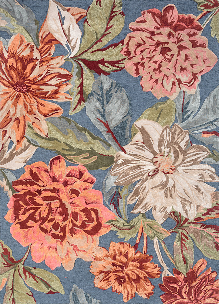 hacienda blue wool and viscose hand tufted Rug - HeadShot