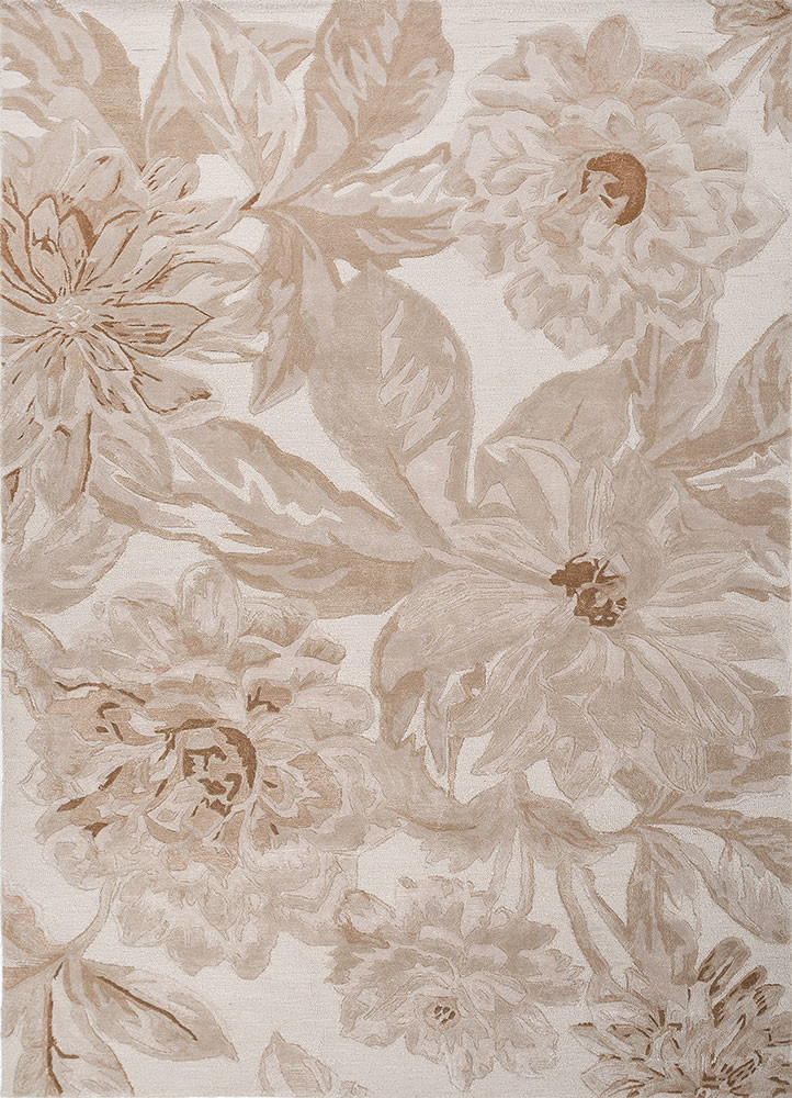  ivory wool and viscose hand tufted Rug
