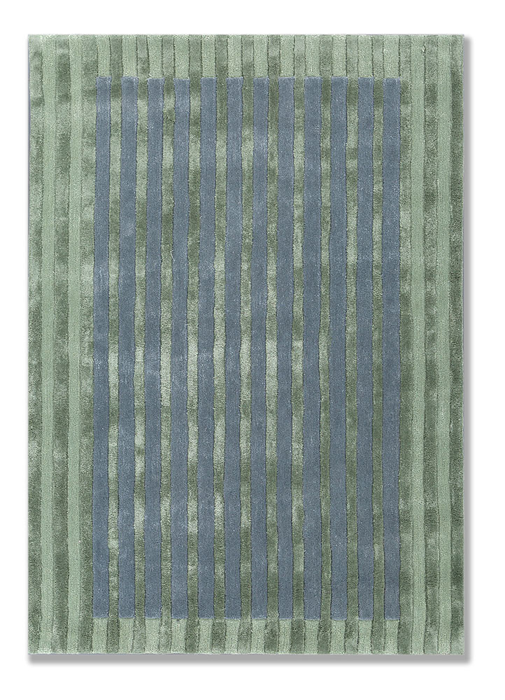 blue blue wool and viscose hand tufted Rug
