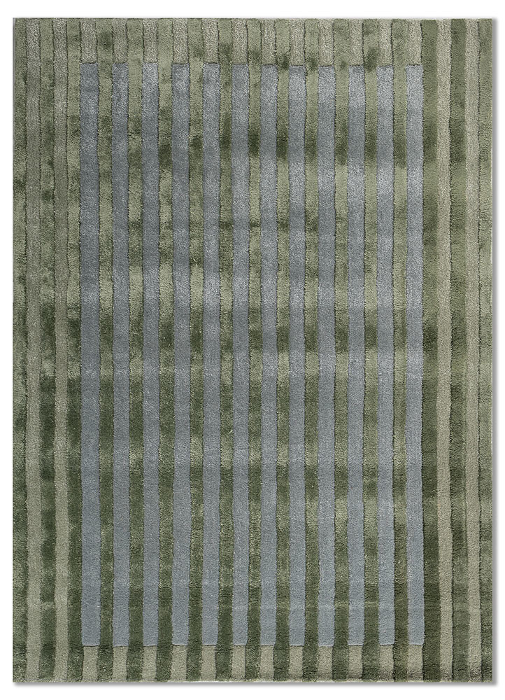 blue blue wool and viscose hand tufted Rug