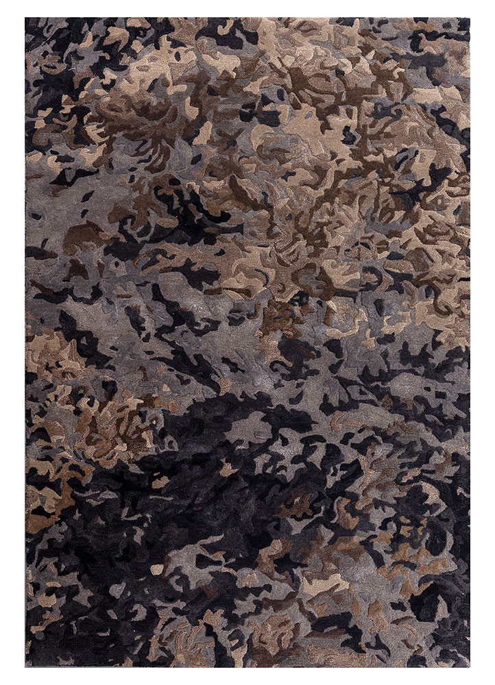 grey and black grey and black wool and viscose hand tufted Rug