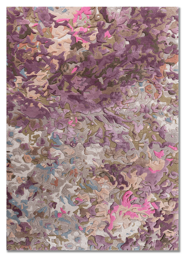 white noise pink and purple wool and viscose hand tufted Rug - HeadShot white noise pink and purple wool and viscose hand tufted Rug - HeadShot