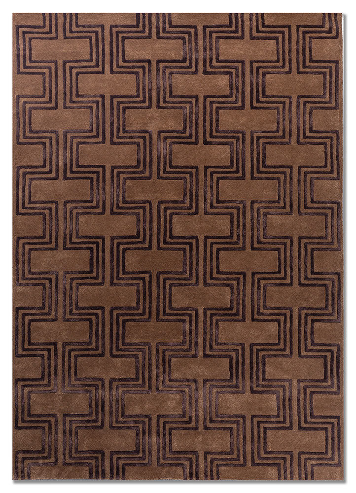 beige and brown beige and brown wool and viscose hand tufted Rug
